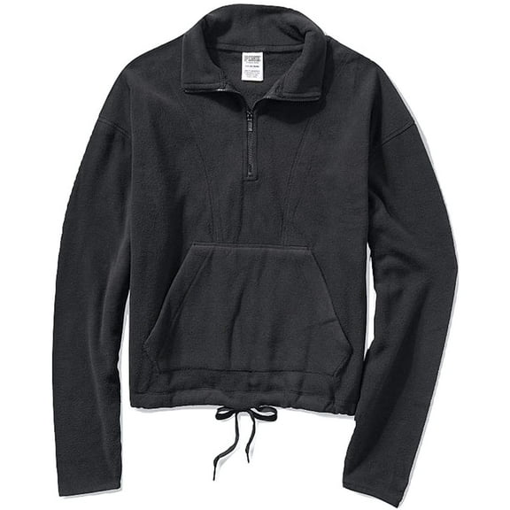 Victoria's Secret Pink Polar Fleece Half Zip Color Black Size Large NWT
