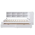thumbnail image 6 of Euroco Wood Twin XL to King Size Daybed with Trundle and Drawers, Storage Headboard with LED Light and USB Ports, White, 6 of 11