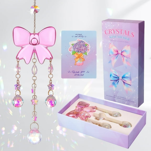 Armscye Crystal Butterfly Suncatchers Gift Set for Women, 12in Handmade Dreamcatcher, Valentine's Day Suncatchers with 3D Floral Card, Garden and Home Decor for Outdoor/Indoor Use, Ideal Gift for Her