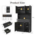 thumbnail image 5 of PPorfamilia 71" Tall Kitchen Pantry Cabinet, Wooden Hutch Cupboard Cabinet with Storage, Microwave Stand and Power Outlets, Black, 5 of 8