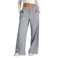 thumbnail image 3 of Nestiefly Womens Wide Leg Sweatpants Drawstring Elastic Waist Baggy Lounge Pants Baggy Sweat Pant Fall Winter Joggers Pant with Pockets Light Gray XL, 3 of 7