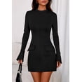 thumbnail image 4 of Vestido PRETTYGARDEN Otoño 2025 Manga Larga Cuello Simulado XS Negro, 4 of 8