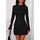 thumbnail image 4 of Vestido PRETTYGARDEN Otoño 2025 Manga Larga Cuello Simulado XS Negro, 4 of 8