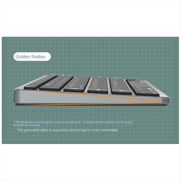 Kit de Teclado y Ratón Inalámbricos, Teclas Combinadas Bluetooth Recargables de 2,4G para Teclado IOS/Android/, Color Gris