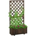 thumbnail image 3 of Outsunny Wooden Raised Garden Bed with Trellis and Drain Holes, Brown, 3 of 10
