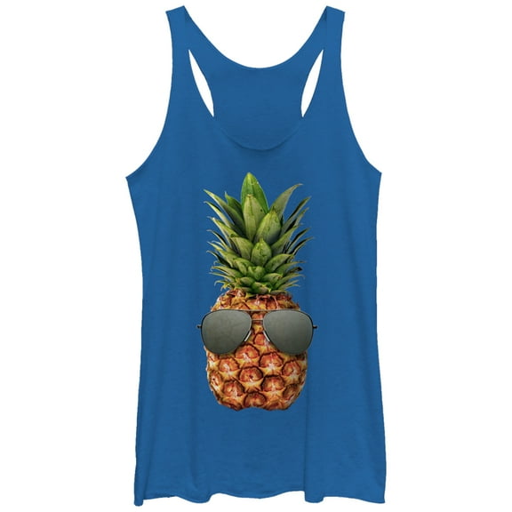 Women's Lost Gods Pineapple Aviator Sunglasses  Racerback Tank Top Royal Blue Heather Small