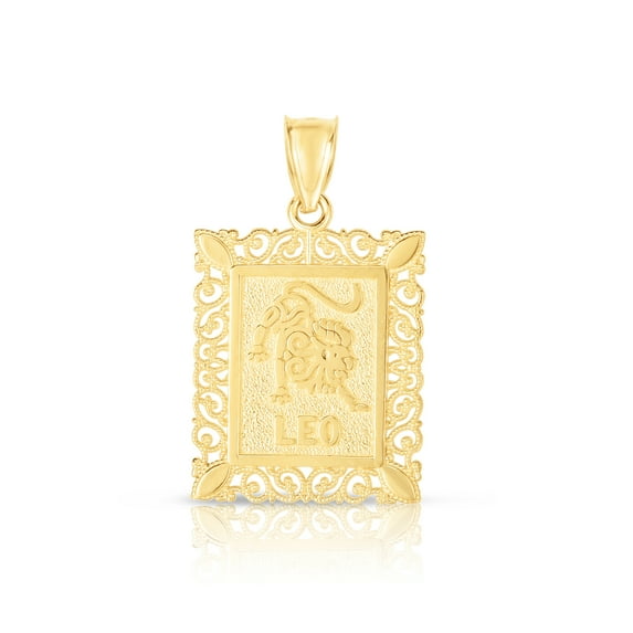 Floreo 10k Yellow Gold Horoscope Zodiac Sign Pendant with Optional Necklace, 0.73" x 0.62"