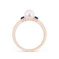 thumbnail image 2 of Angara Japanese Akoya Cultured Pearl & Blue Sapphire Engagement Ring in 14K Rose Gold for Women | June Birthstone Jewelry for Her, 2 of 8