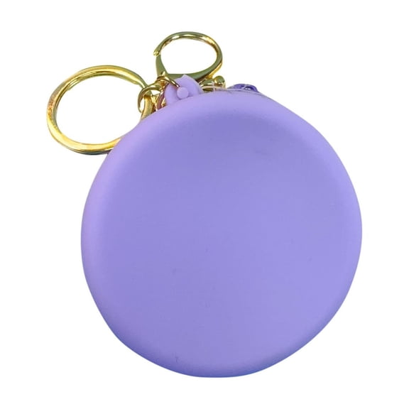 Zznnkj Silicone Round Coin Purse with Keychain, Portable Small Zipper Change Purse Pouch Bag, Waterproof Mini Pouch Wallet for Earbuds, Lip Gloss