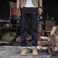thumbnail image 2 of Jeans en Denim à Oreilles Rouges pour Hommes Jeans Rétro Couleur Originale Coupe Slim Jambe Droite Pantalons Quatre Saisons pour Hommes, 2 of 5