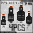 thumbnail image 3 of HORUSDY Impact Grade Socket Adapter Set 7pc Extension Bit  1/4" 3/8" 1/2" Driver Reducer, 3 of 9