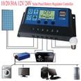 thumbnail image 4 of 30A 12V/ 24V Solar Charge Controller Generator for Home Solar Panel Battery Intelligent Regulator with USB Ports Backlight Display, 4 of 8