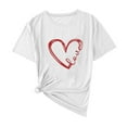 thumbnail image 2 of Echfiprom Womens Valentines Shirt Short Sleeve White Love Heart Crew Neck Graphic Tees for Wife Summer, 2 of 6