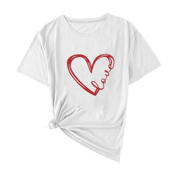 BLVB Valentines Shirts for Women Cute Love Heart Shirt Valentine T Shirt Red Short Sleeve Casual Gift Tops for Lover