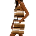 thumbnail image 6 of Feancey Womens Striped Romper Shorts Adjustable Sleeveless Overalls Short Jumpsuits Square Neck Button Casual Beach Summer Rompers with Pockets Brown XL, 6 of 8