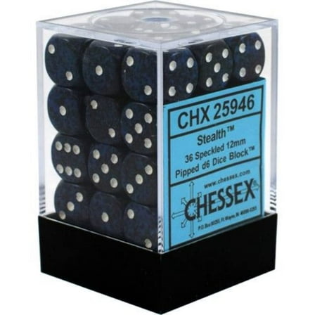Chessex 25946 Speckled 12mm d6 Stealth Dice Block, Set of 36