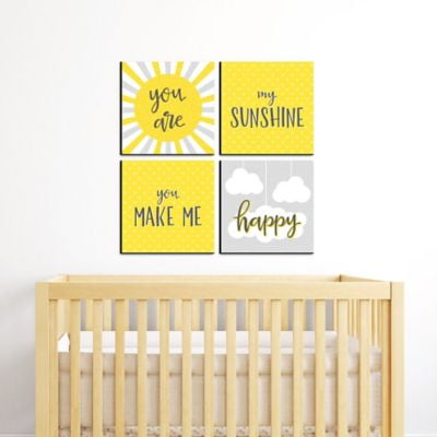 Yellow Polka Dots Nursery Typography Wall Art Sunshine Print Baby Shower Yellow My Sunshine Nursery Quote You Are My Sunshine