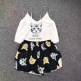 thumbnail image 3 of Gibobby conjuntos de pijama de calidad Pijama de seda de hielo europeo y americano de verano, pantalones cortos con tirantes para mujer, traje Sexy de seda fina informal, ropa de casa (Negro, M), 3 of 4