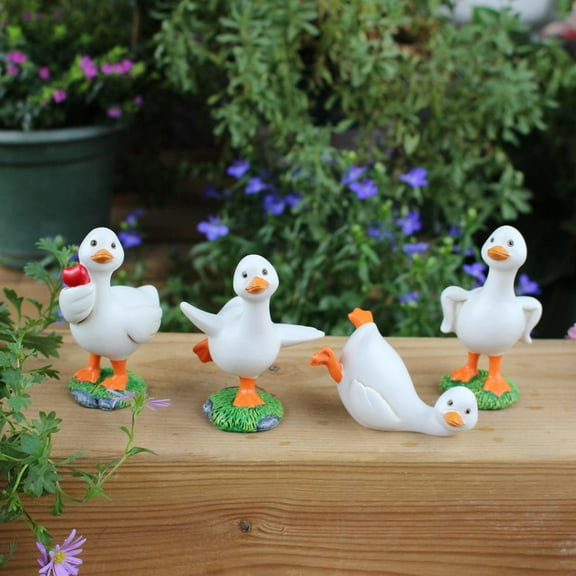 colaxi 4pcs Duck Garden Statues Animal Sculptures Inner Lawn -lient Jewelry Resin Resin Figures for Pool Shelf Yard Bedroom Pond