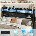 thumbnail image 5 of Akaber King Size Headboard, 3 Tier Storage Headboard with Sliding Barn Doors, Outlets, USB Ports, LED Light, Width Adjustable for King Size Beds, Rustic Black, 5 of 6