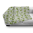 thumbnail image 2 of Floral Soft Flannel Fleece Throw Blanket, Fresh Tones Spring Blossoming Leaves Ornaments Plain Background, Cozy Plush for Indoor and Outdoor Use, 50" x 60", Yellow Green Fern Green, by Ambesonne, 2 of 5