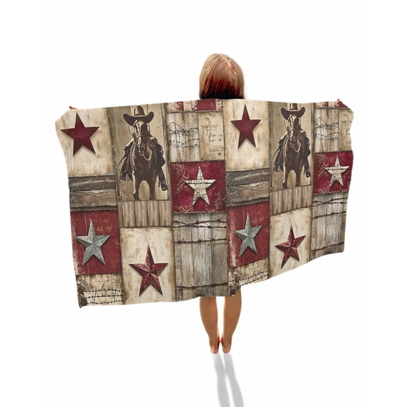 Texas Star Vintage Beach Towels Oversized Super Absorbent, Western Cowboy Country Wooden Lightweight Bath Towel Quick Dry Sets For Bathroom/Pool/Rv Camping/Beach Play/Gym Room/Picnic 30"x60"