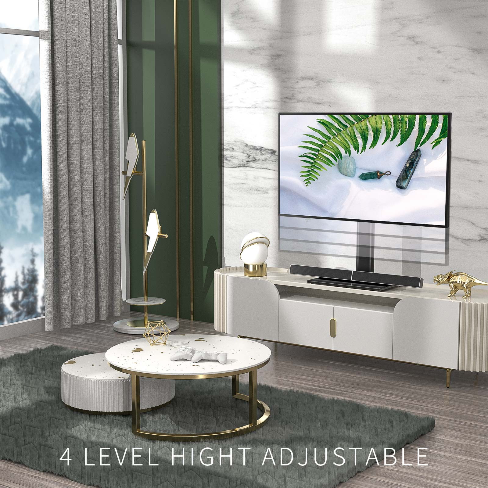 Hemudu HT02B-001W Cable Management Universal Swivel TV Stand Mount with 4 Level Height Adjustable