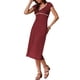 thumbnail image 4 of INSPIRAR CHIC Vestido Midi Clásico de Verano con Manga Corta Casual de Lunares M Rojo Vino, 4 of 6