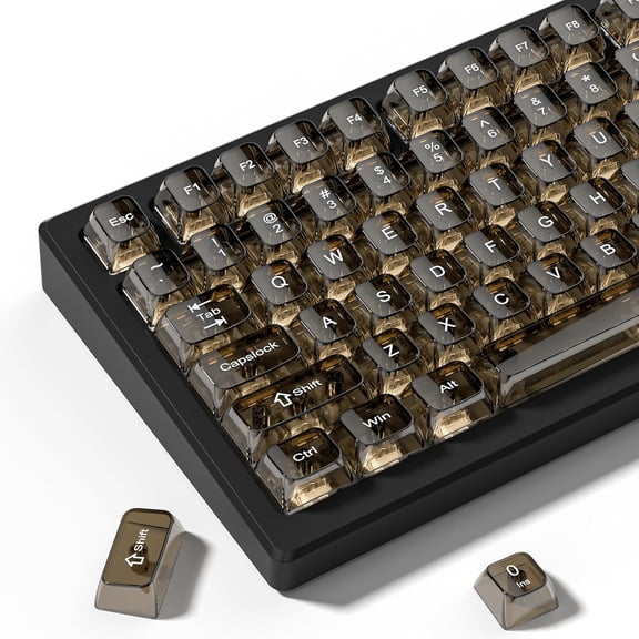 Black Clear keycaps for Mechanical Keyboard,Transparent MDA keycaps 60 75 100 Percent,Ceramic Jelly Key caps Set,Shine Through Key caps for Mx Switches Mechanical Keyboard(115key)