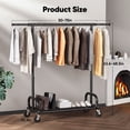 thumbnail image 5 of HOKEEPER Heavy Duty 450 lbs Capacity Clothing Rack with Shelves, Garment Rack, Adjustable Rolling Commercial Grade Clothes Rack (50-75" Length, 64-68" Height) with Storage Shelf Black, 5 of 8