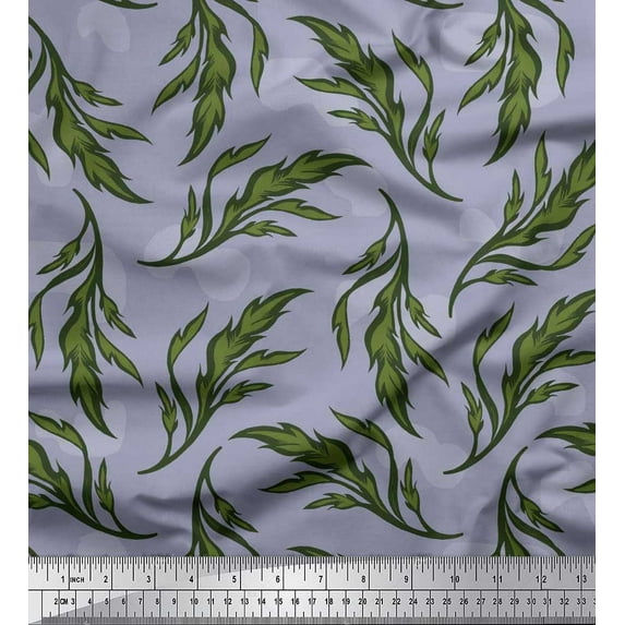 Soimoi Cotton Duck Fabric Artistic Leaves Print Fabric by Yard 56 Inch Wide