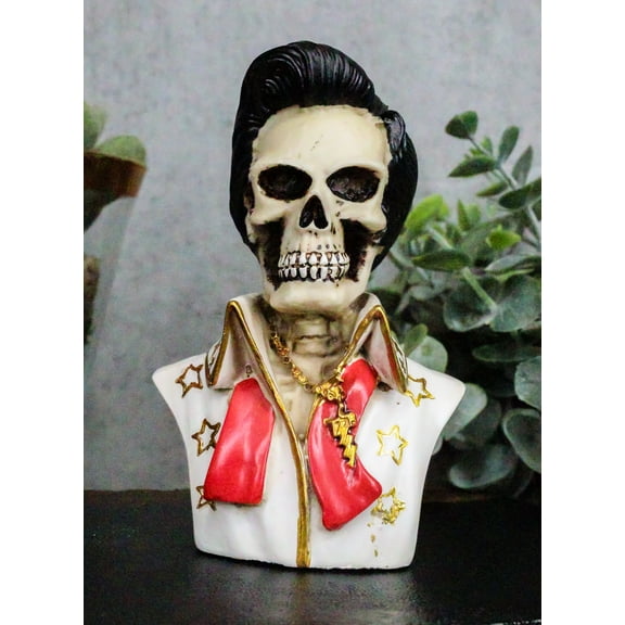 Ebros Aloha From Hawaii Mini Skeleton Skull King of Rock Collector Figurine