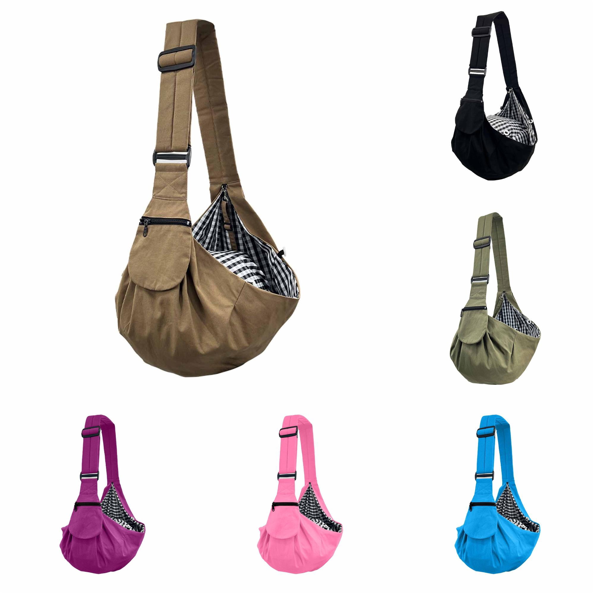 SHURUIMA Canvas Pet Sling Carrier Foldable Pet Shoulder Bag Durable Adjustable Strap Pet Travel Carrier for Small Cats and Dogs with Zipper Pocket 11.81x9.84x0.79 Inches