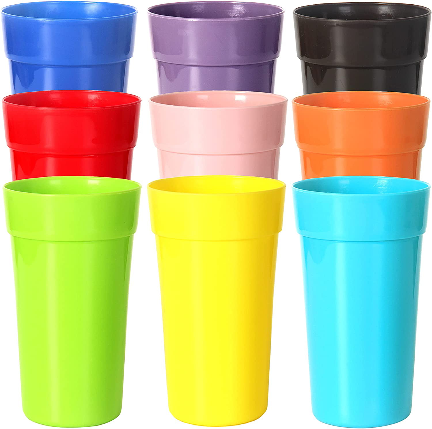 Details about  / 9 Pack 32 Ounce Plastic Tumblers Unbreakable Drinking Glasses Plastic Cups