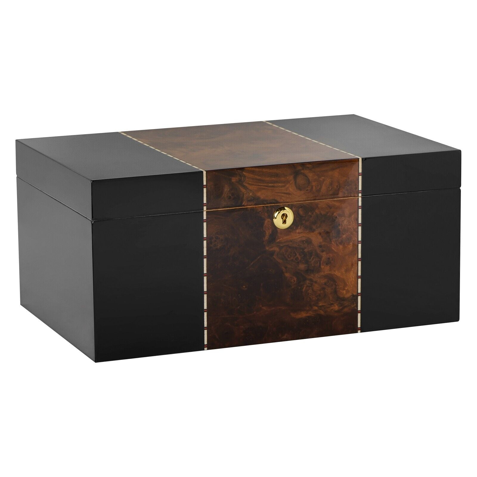 Humidor Supreme Conte Cigar Humidor Premium Burl Veneer 80 Cigars