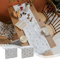 Faux Fur Christmas Table Runner with Silver Sequin Snowflakes, White Super Soft Thick Table Decoration for Winter Holiday Xmas Party, 13*70.8in