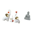 thumbnail image 5 of 4 Pieces Elephant Figurine Monkey Buddha Statue Sandstone Ornament Realistic Detail for Living Room Desk Garden Patio, 5 of 8
