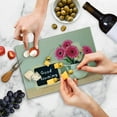 thumbnail image 5 of Saying Cutting Board, Blackboard the Phrase Morning Written on It Next to Vase Fresh Flowers, Decorative Tempered Glass Cutting and Serving Board, Small Size, Multicolor, by Ambesonne, 5 of 5