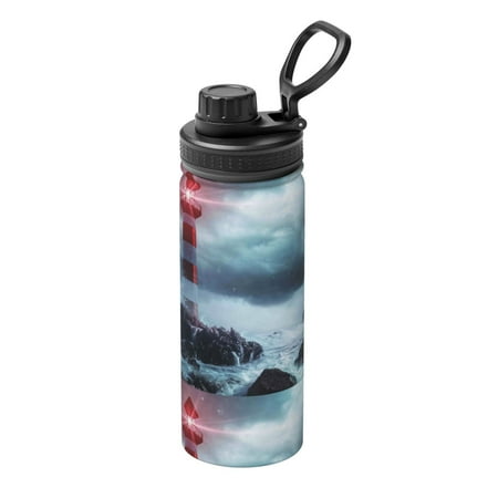 

Gaeub Lighthouse in a Stormy Sea Print Stainless Steel Water Bottle 18oz Sports Insulated Kettle for Women Men Suitable as a Gift