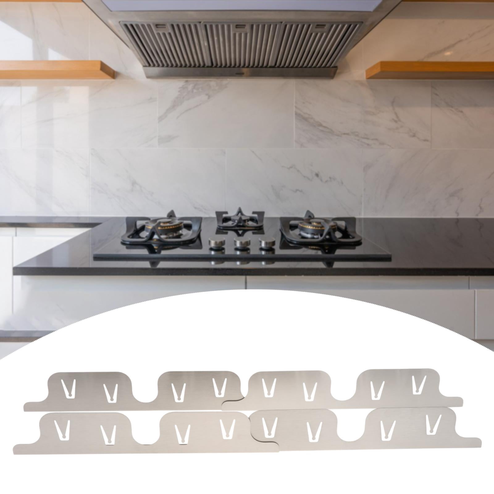Fancyes 4 Pieces Stainless Steel Stovetop Covers Edge Cover Heat Resistant Easy to Install Oven Side Filler for Stovetop