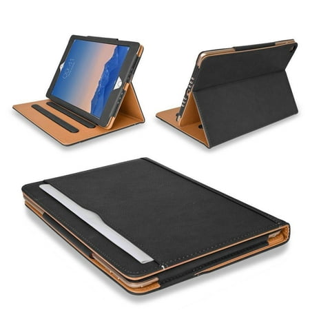 HJ Wireless Black & Tan Apple iPad Air 2 (Launched 2014) Leather Case-Voted #1 Best iPad Case by