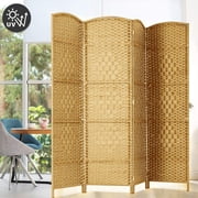 Jostyle 6ft Tall Room Divider with Hand-Woven Design, 4-Panel Folding Privacy Screen Freestanding Nature