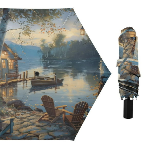 Compact Sun Umbrella Windproof Travel Umbrellas for Rain Strong Portable UV Protection Boats Chairs Lakehouse