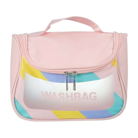 Unique Bargains 1 Pc Women Convenient Makeup Bag for Vacation Camping Business Travel Bathing Pink