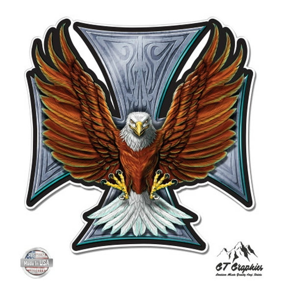 Maltese Cross Eagle - 12" Vinyl Sticker Waterproof Decal