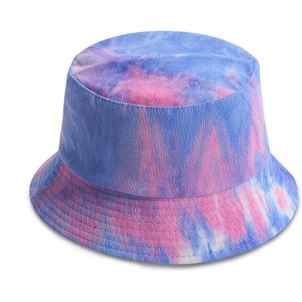 Bucket Hats for Men Women Tie Dye Summer Hat Sun Hat Travel Bucket Beach Hat  with Fashion Print Foldable Washable（Purple） 