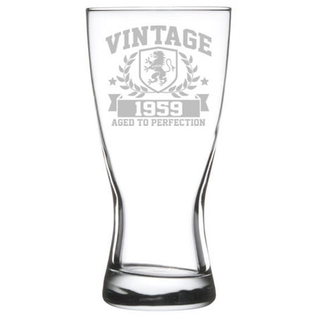 Large Vintage Beer - 15 oz Beer Pilsner Glass 60th Birthday Vintage Aged To Perfection 1959