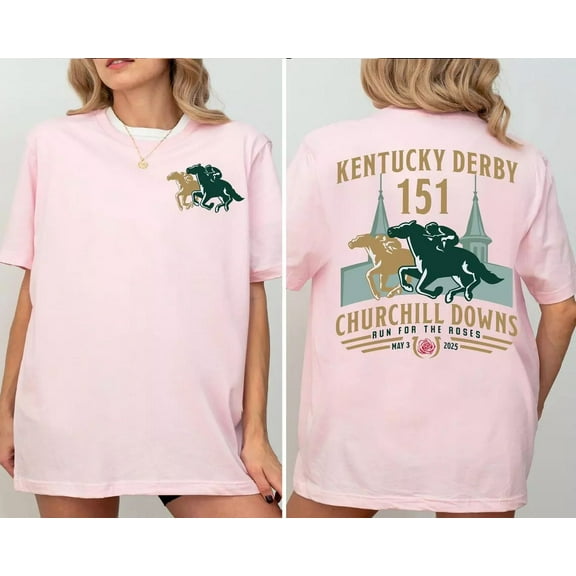 Kentucky Derby 2025 Unisex Tee Shirt, 151st Anniversary Fan Apparel, Horse Racing Merch, Size S-3XL