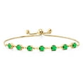 thumbnail image 2 of Gem Stone King 2.80 Ct Round Green Simulated Emerald 18K Yellow Gold Plated Silver Infinity Bracelet for Women, 2 of 5