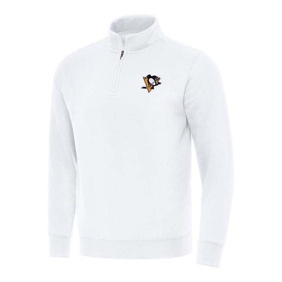 Men's Antigua  White Pittsburgh Penguins Victory Quarter-Zip Mock Sweatshirt